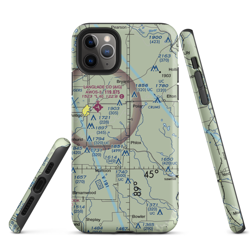 Kitty Hawk Estates Airport (9WI6) VFR Sectional  Tough iPhone Case iPhone 11 Pro Max model shown