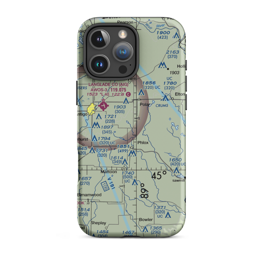 Kitty Hawk Estates Airport (9WI6) VFR Sectional  Tough iPhone Case iPhone 16 Pro Max model shown