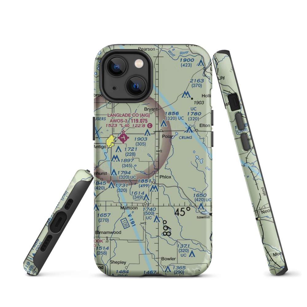 Kitty Hawk Estates Airport (9WI6) VFR Sectional  Tough iPhone Case iPhone 13 model shown