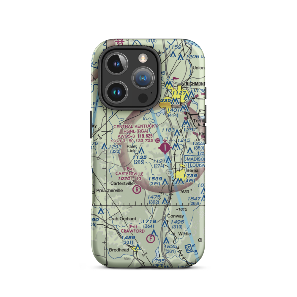 Kitty Hawk Farm Ultralightport (2KY1) VFR Sectional  Tough iPhone Case iPhone 16 Pro model shown