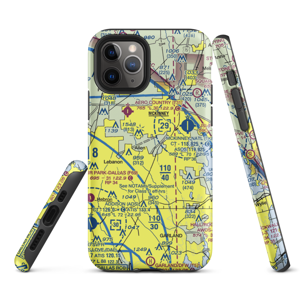 Kittyhawk Airport (0T7) VFR Sectional  Tough iPhone Case iPhone 11 Pro model shown
