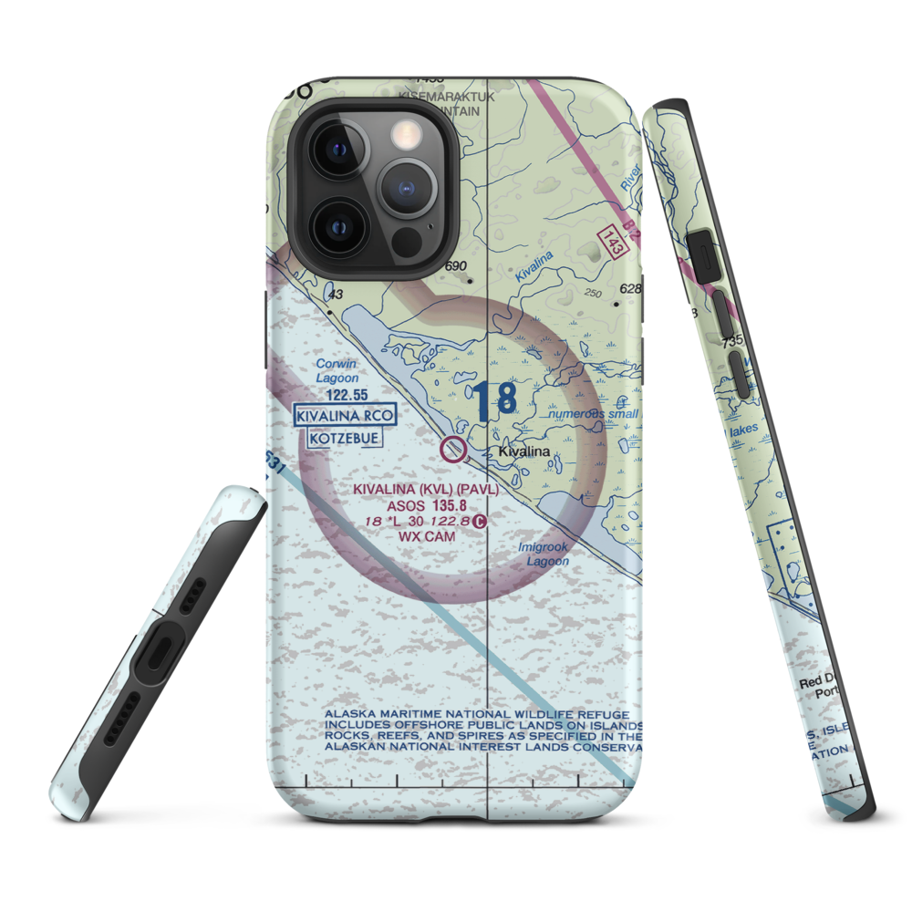 Kivalina Airport (KVL) VFR Sectional  Tough iPhone Case iPhone 12 Pro Max model shown