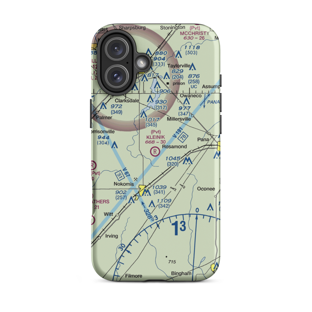 Kleinik RLA Airport (6IL7) VFR Sectional  Tough iPhone Case iPhone 16 Plus model shown