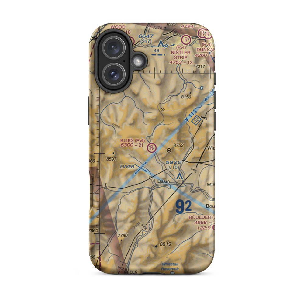 Klies Air Strip (MT43) VFR Sectional  Tough iPhone Case iPhone 16 Plus model shown