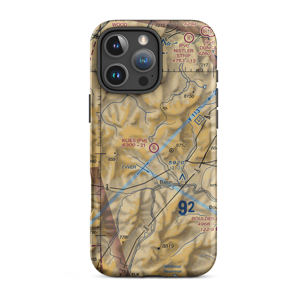 Klies Air Strip (MT43) VFR Sectional  Tough iPhone Case iPhone 16 Pro Max model shown