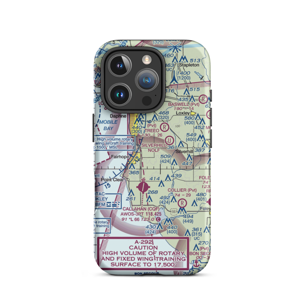 Klumpp Airport (AL78) VFR Sectional  Tough iPhone Case iPhone 16 Pro model shown