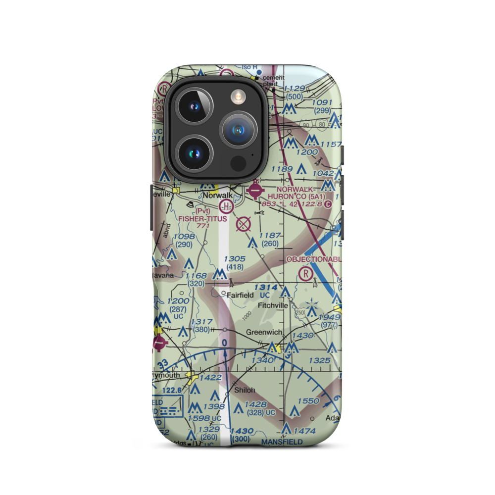 Knight Airport (1OI7) VFR Sectional  Tough iPhone Case iPhone 16 Pro model shown