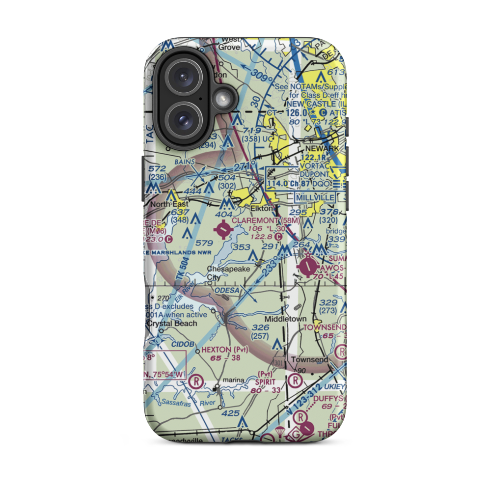 Knollwood Farm Airport (93MD) VFR Sectional  Tough iPhone Case iPhone 16 Plus model shown