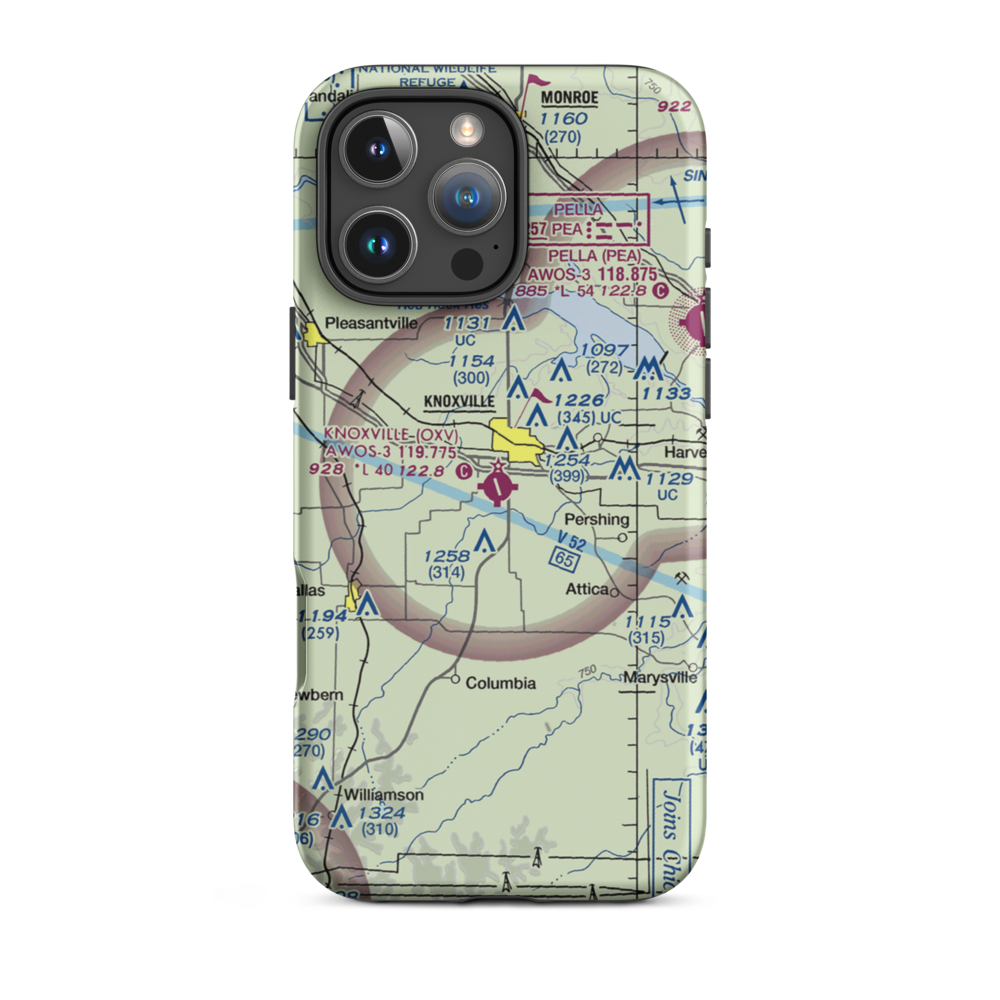 Knoxville Municipal Airport (OXV) VFR Sectional  Tough iPhone Case iPhone 16 Pro Max model shown