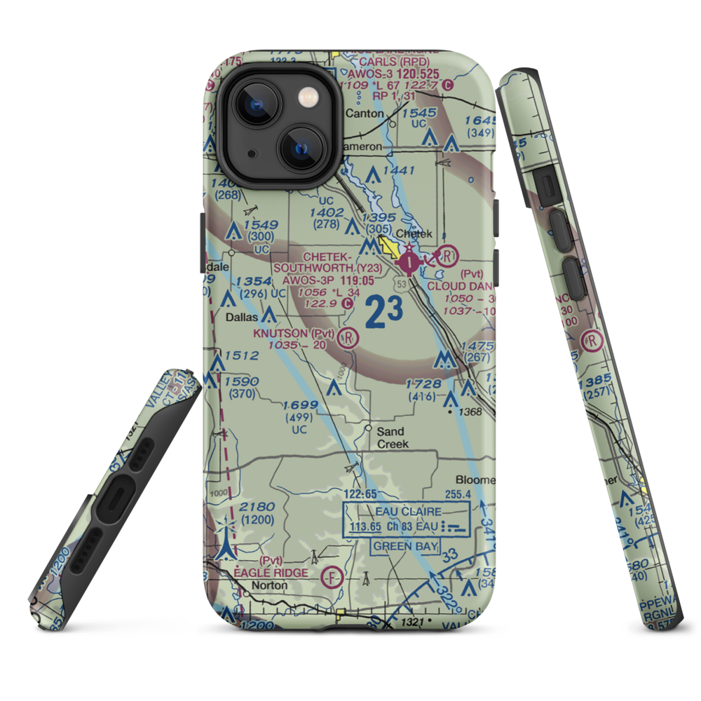 Knutson Farms Airport (3WN6) VFR Sectional  Tough iPhone Case iPhone 14 Plus model shown