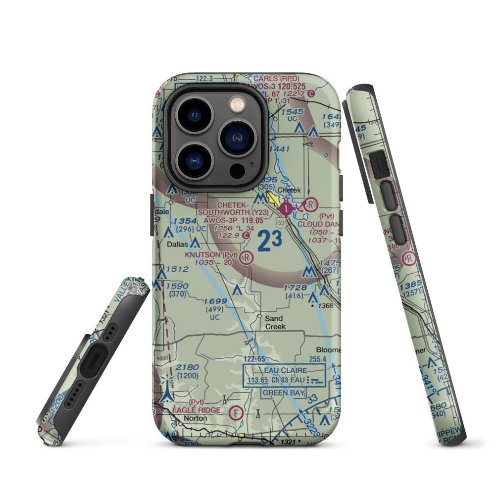 Knutson Farms Airport (3WN6) VFR Sectional  Tough iPhone Case iPhone 14 Pro model shown