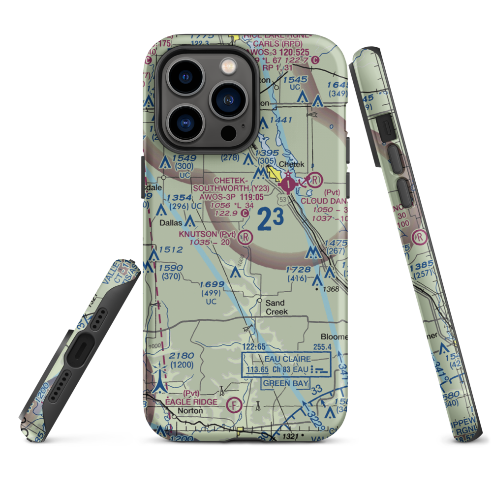 Knutson Farms Airport (3WN6) VFR Sectional  Tough iPhone Case iPhone 14 Pro Max model shown