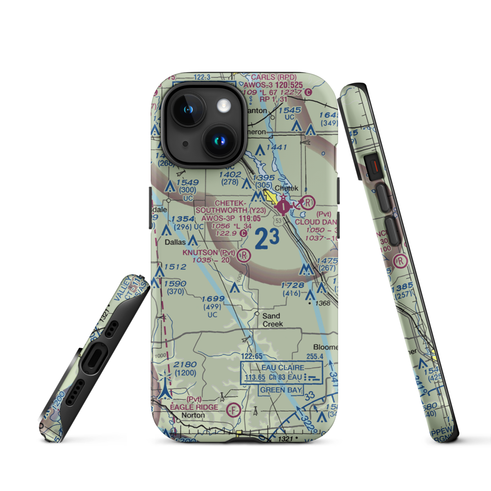 Knutson Farms Airport (3WN6) VFR Sectional  Tough iPhone Case iPhone 15 model shown