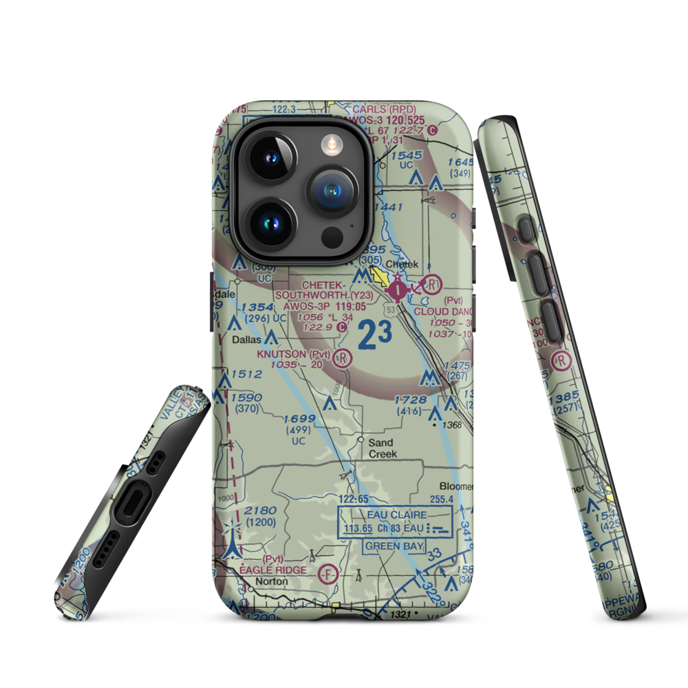 Knutson Farms Airport (3WN6) VFR Sectional  Tough iPhone Case iPhone 15 Pro model shown