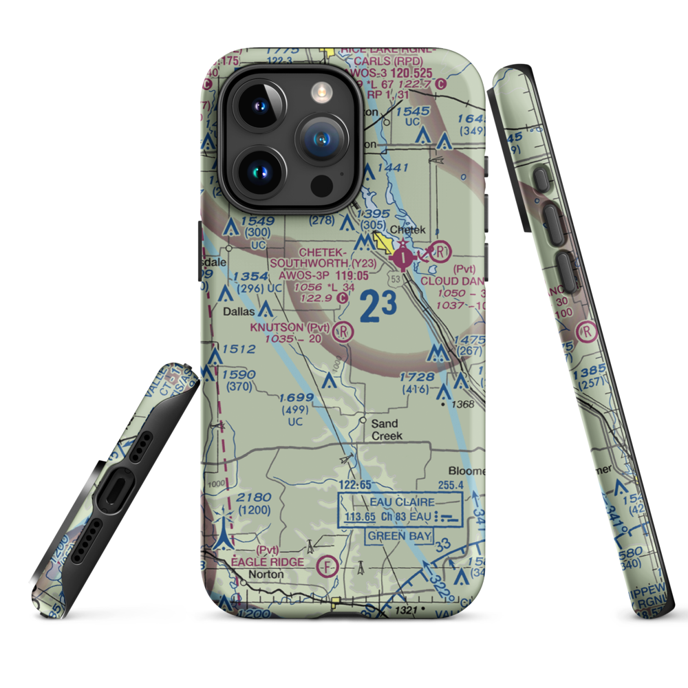 Knutson Farms Airport (3WN6) VFR Sectional  Tough iPhone Case iPhone 15 Pro Max model shown