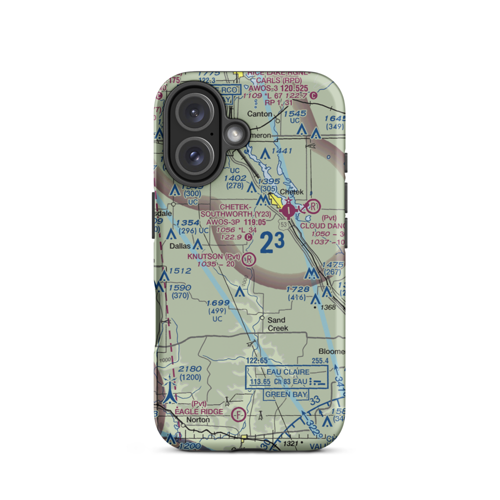 Knutson Farms Airport (3WN6) VFR Sectional  Tough iPhone Case iPhone 16 model shown