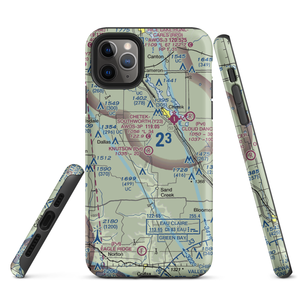 Knutson Farms Airport (3WN6) VFR Sectional  Tough iPhone Case iPhone 11 Pro Max model shown