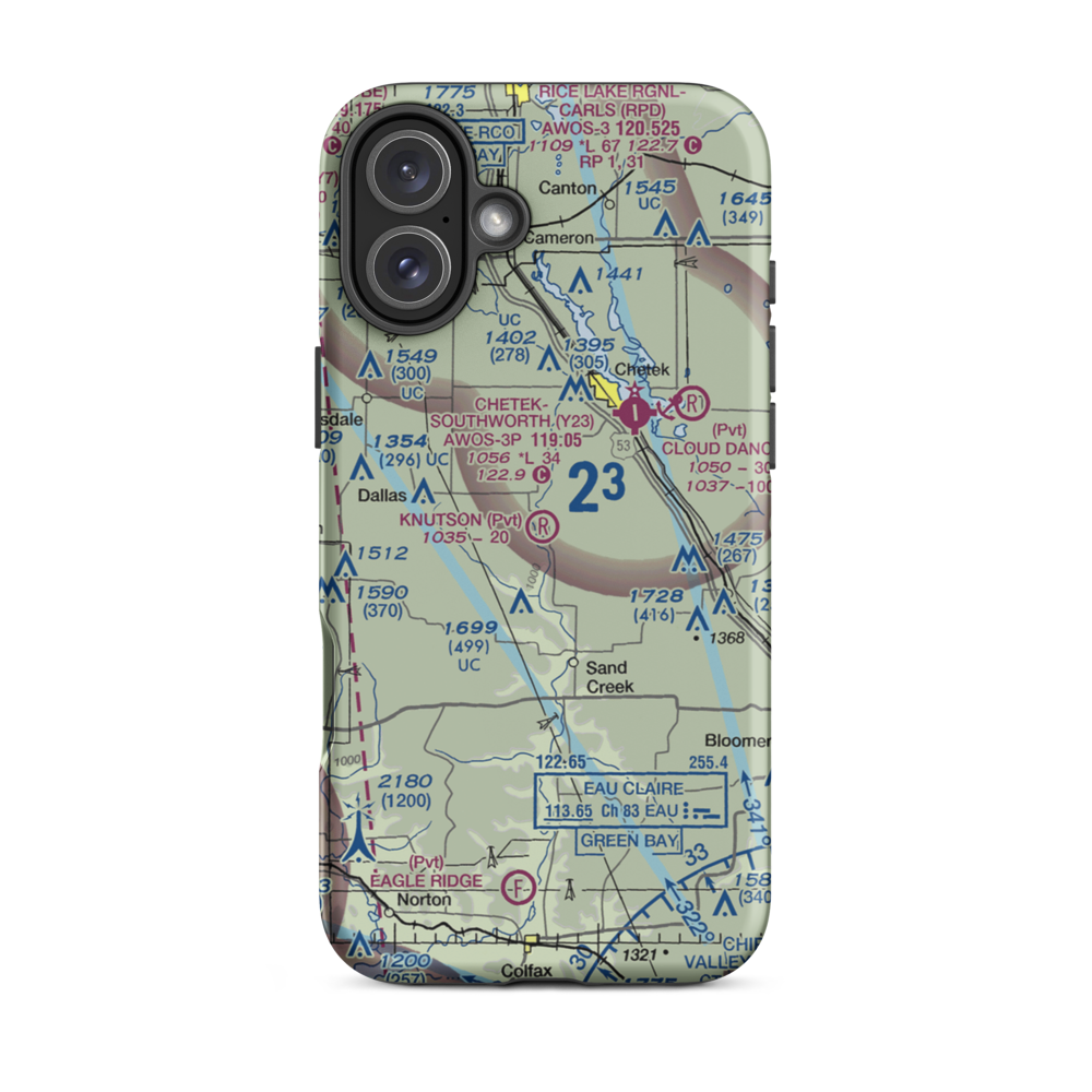 Knutson Farms Airport (3WN6) VFR Sectional  Tough iPhone Case iPhone 16 Plus model shown