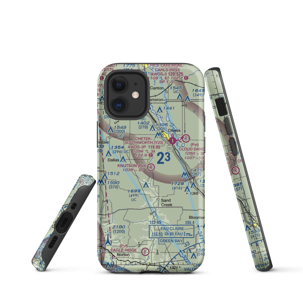 Knutson Farms Airport (3WN6) VFR Sectional  Tough iPhone Case iPhone 12 mini model shown