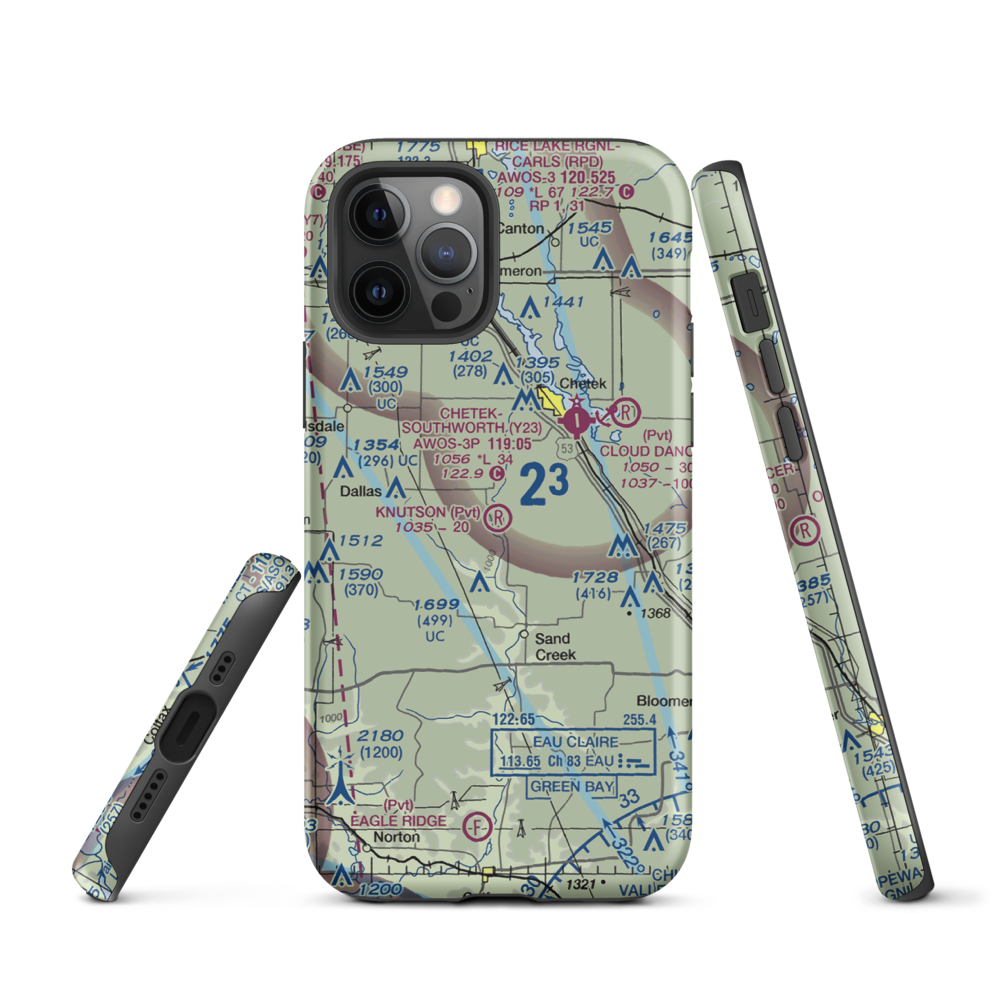 Knutson Farms Airport (3WN6) VFR Sectional  Tough iPhone Case iPhone 12 Pro model shown