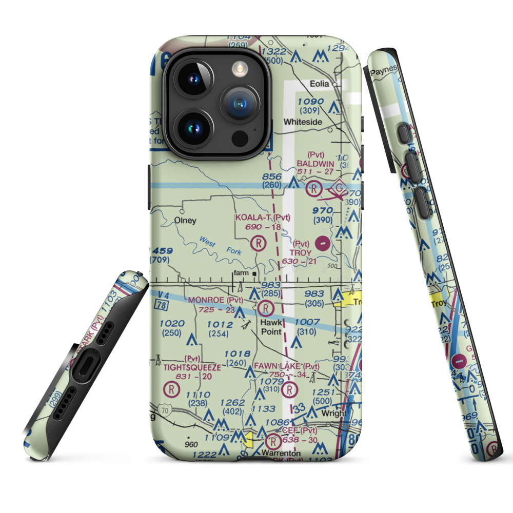 Koala-T-Field Airport (74MU) VFR Sectional  Tough iPhone Case iPhone 15 Pro Max model shown