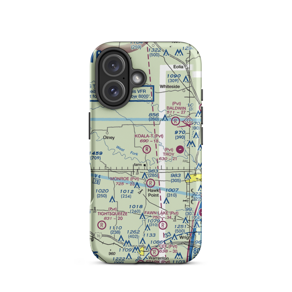 Koala-T-Field Airport (74MU) VFR Sectional  Tough iPhone Case iPhone 16 model shown