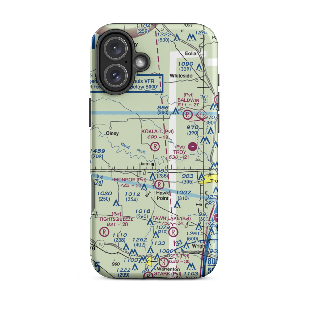 Koala-T-Field Airport (74MU) VFR Sectional  Tough iPhone Case iPhone 16 Plus model shown