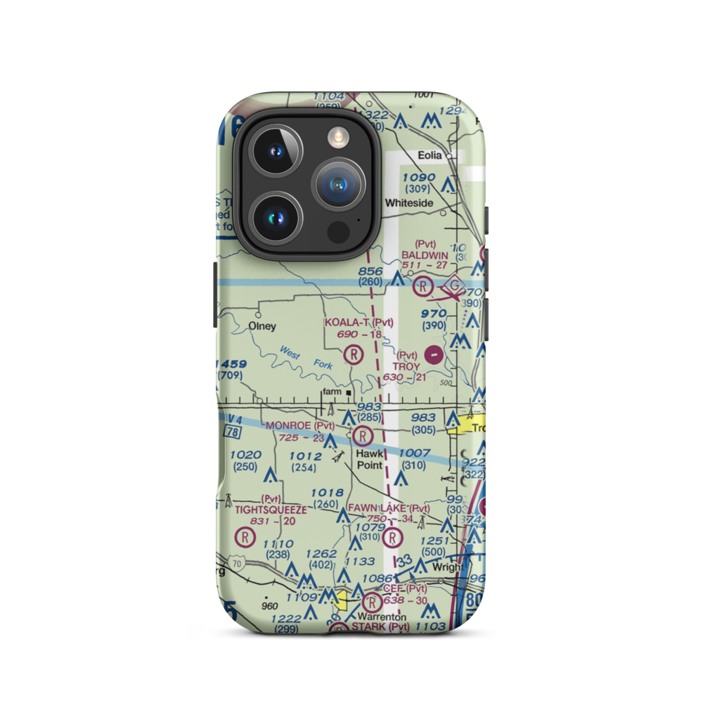 Koala-T-Field Airport (74MU) VFR Sectional  Tough iPhone Case iPhone 16 Pro model shown