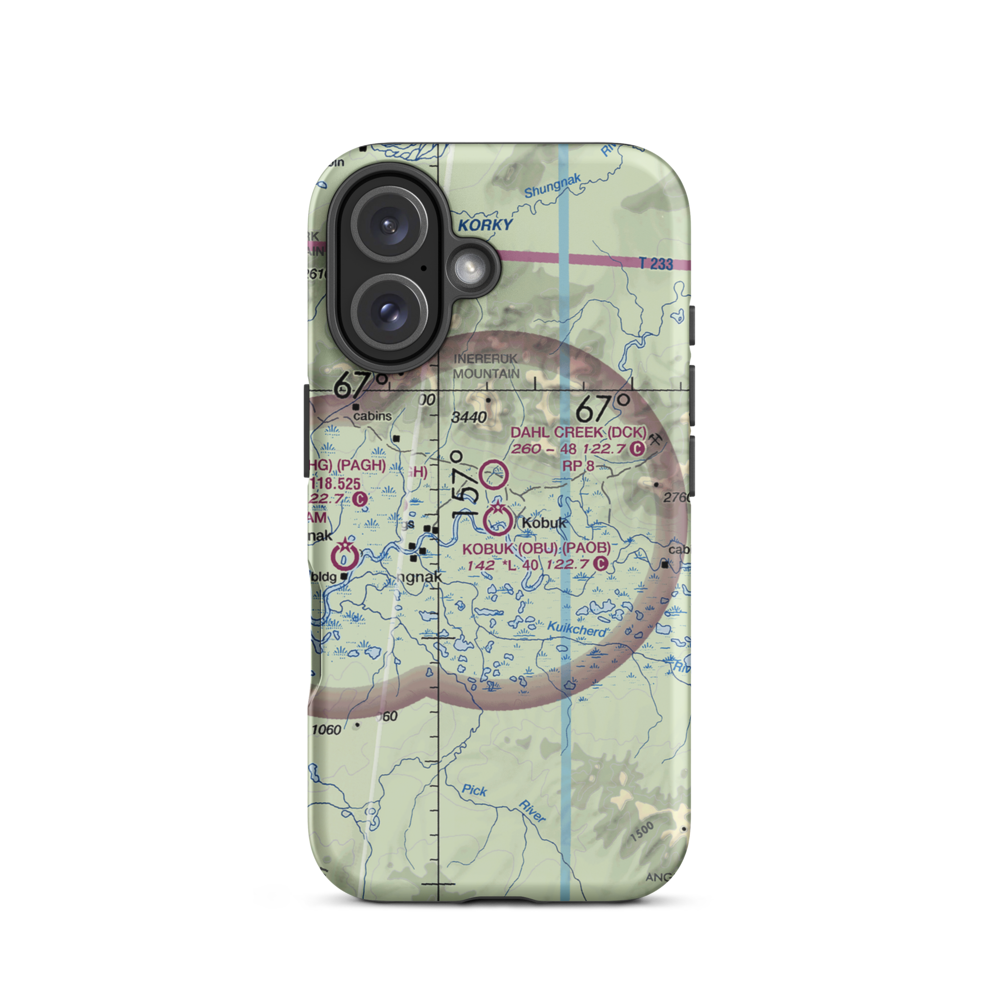 Kobuk Airport (OBU) VFR Sectional  Tough iPhone Case iPhone 16 model shown