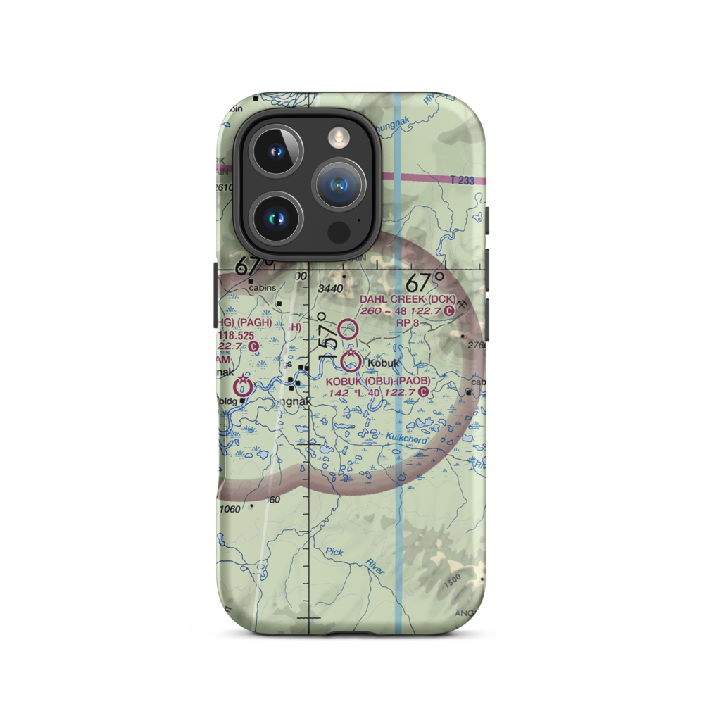 Kobuk Airport (OBU) VFR Sectional  Tough iPhone Case iPhone 16 Pro model shown