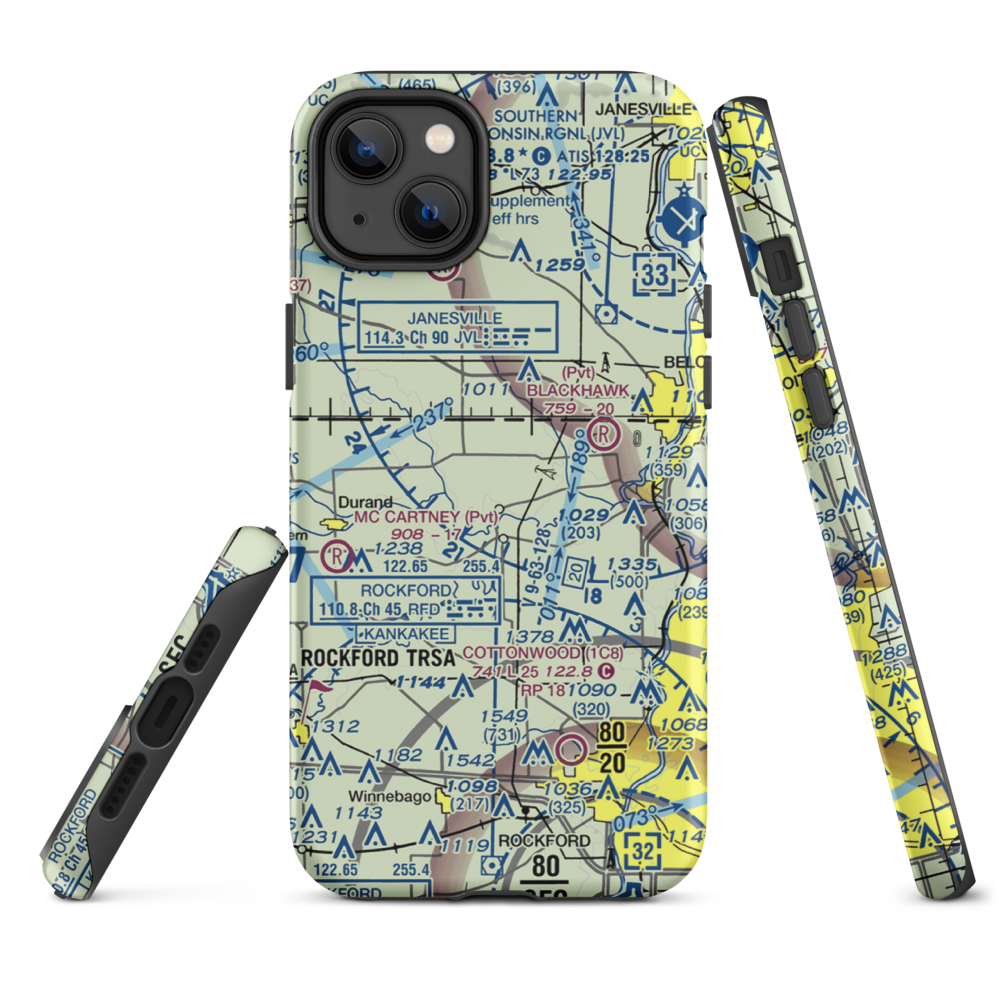 Koch Airport (IS71) VFR Sectional  Tough iPhone Case iPhone 14 Plus model shown