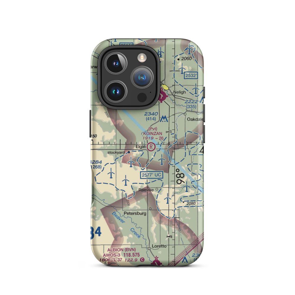 Koinzan Airport (NE44) VFR Sectional  Tough iPhone Case iPhone 16 Pro model shown