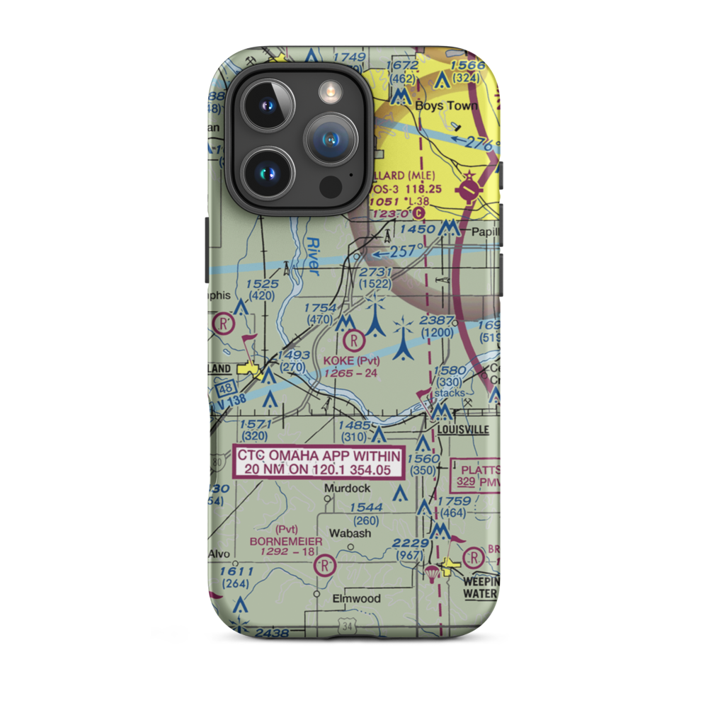 Koke Airport (NE49) VFR Sectional  Tough iPhone Case iPhone 16 Pro Max model shown