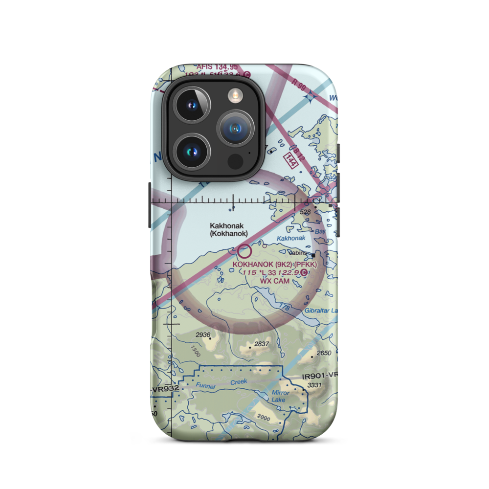 Kokhanok Airport (9K2) VFR Sectional  Tough iPhone Case iPhone 16 Pro model shown