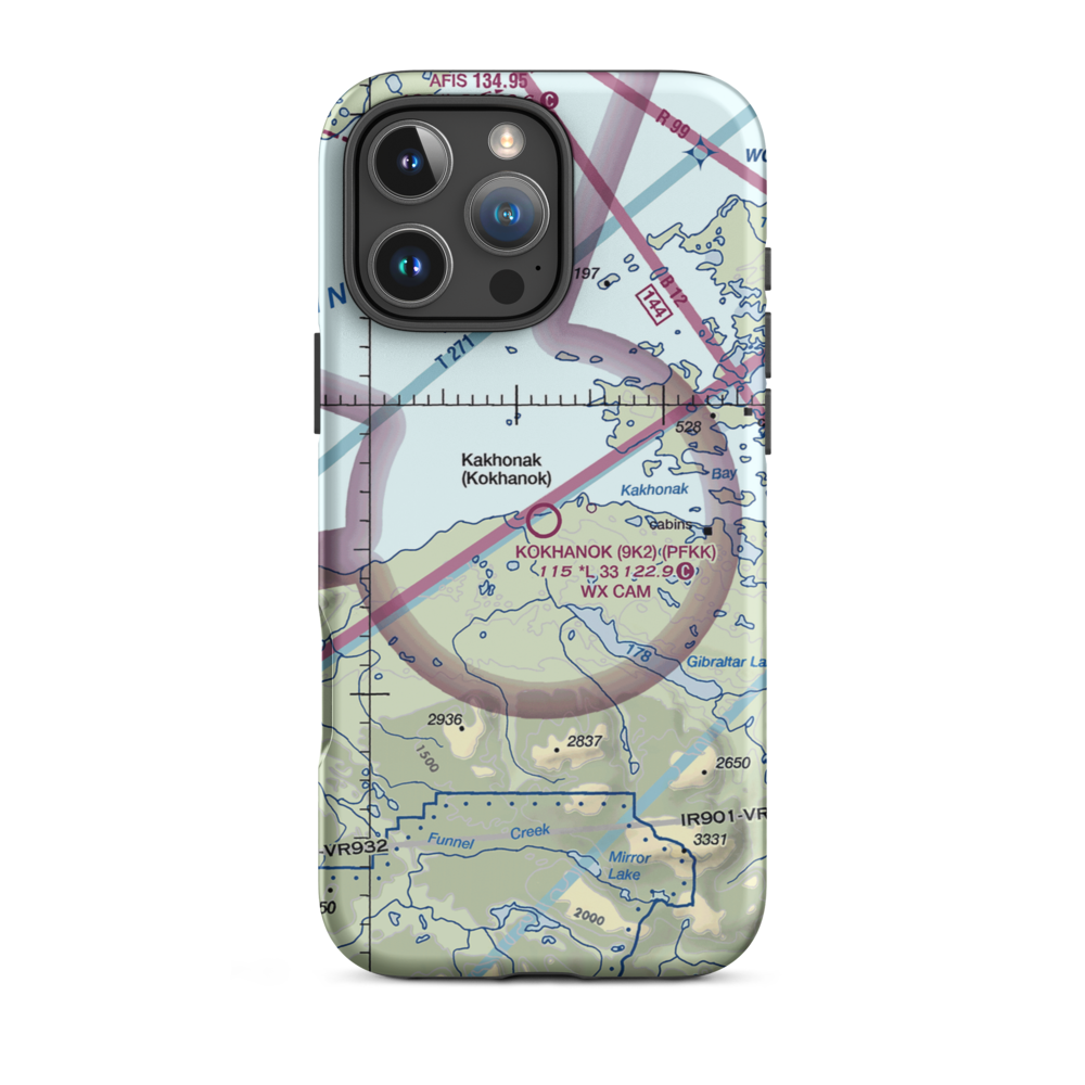 Kokhanok Airport (9K2) VFR Sectional  Tough iPhone Case iPhone 16 Pro Max model shown