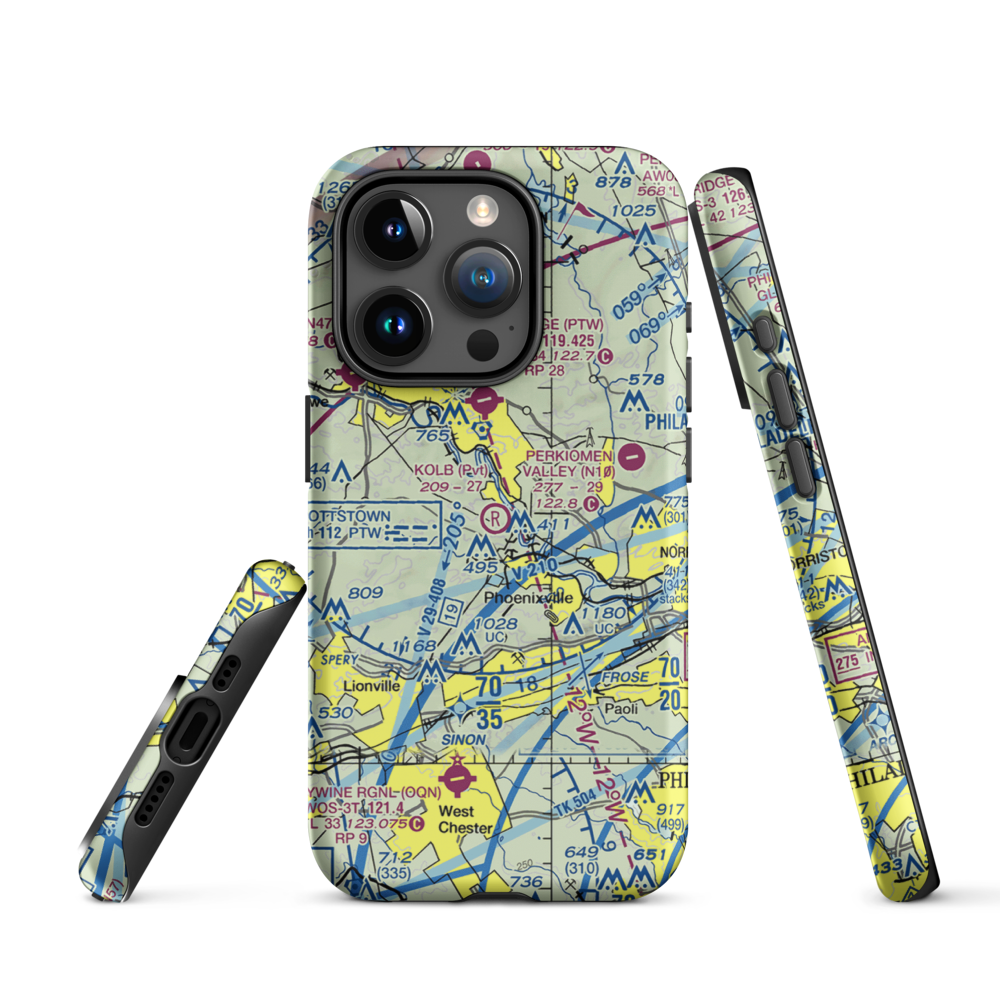 Kolb Airport (43PA) VFR Sectional  Tough iPhone Case iPhone 15 Pro model shown