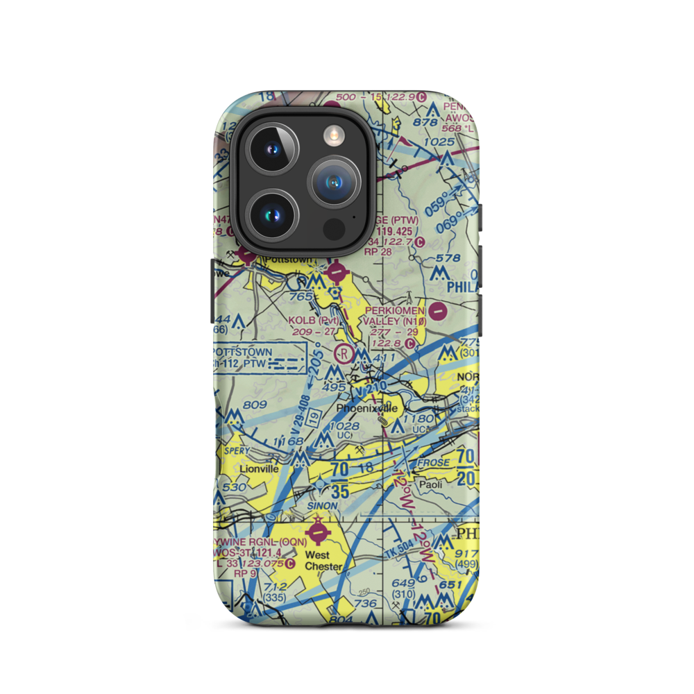 Kolb Airport (43PA) VFR Sectional  Tough iPhone Case iPhone 16 Pro model shown