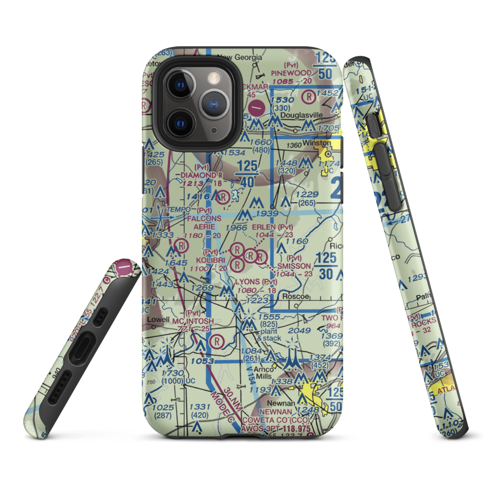 Kolibri Airport (6GA5) VFR Sectional  Tough iPhone Case iPhone 11 Pro model shown