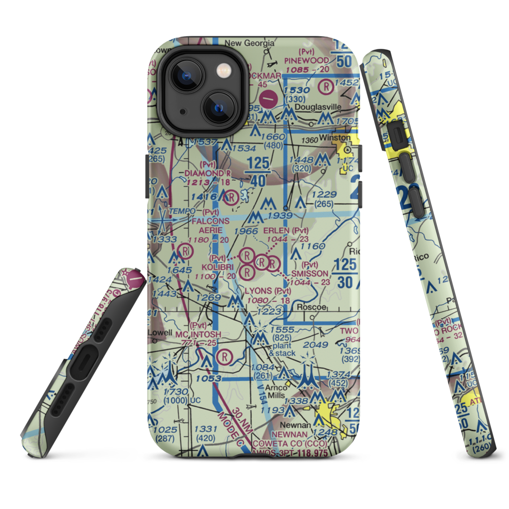 Kolibri Airport (6GA5) VFR Sectional  Tough iPhone Case iPhone 14 Plus model shown