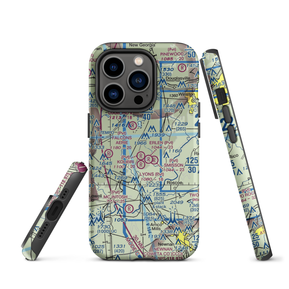 Kolibri Airport (6GA5) VFR Sectional  Tough iPhone Case iPhone 14 Pro model shown