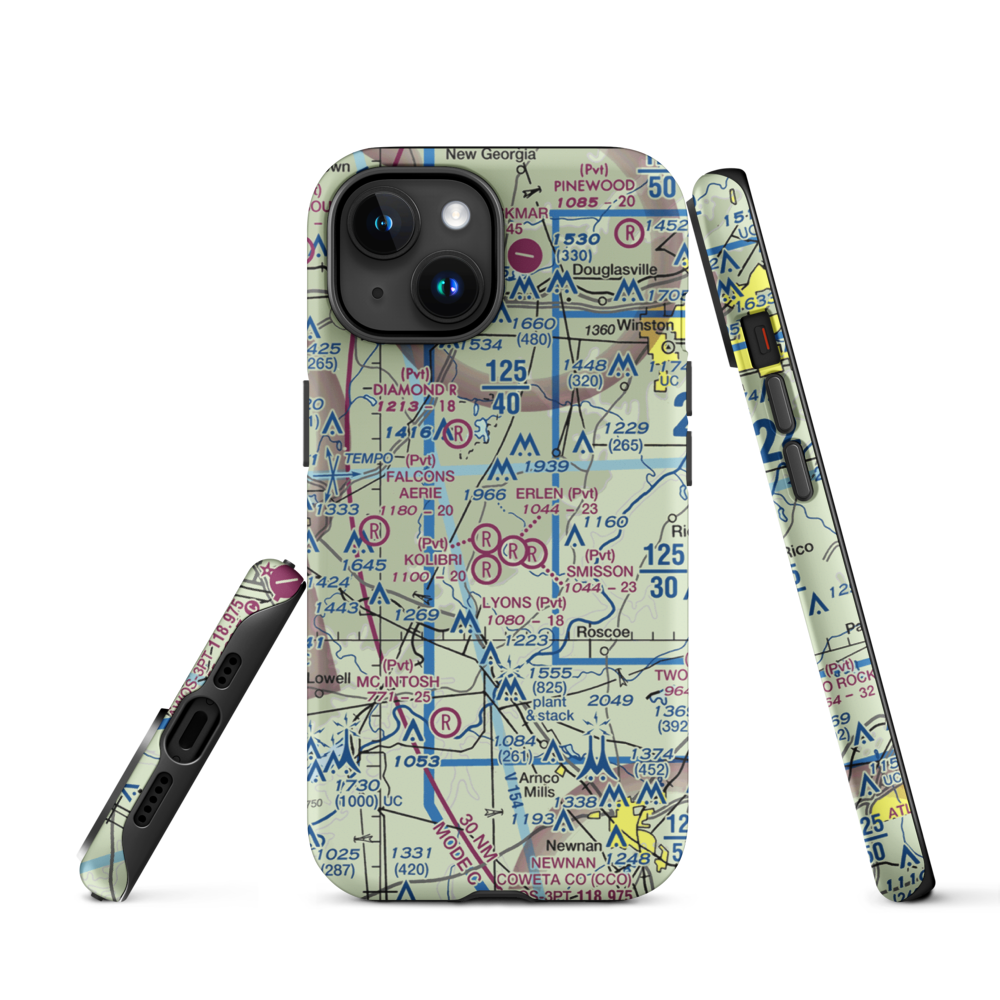 Kolibri Airport (6GA5) VFR Sectional  Tough iPhone Case iPhone 15 model shown
