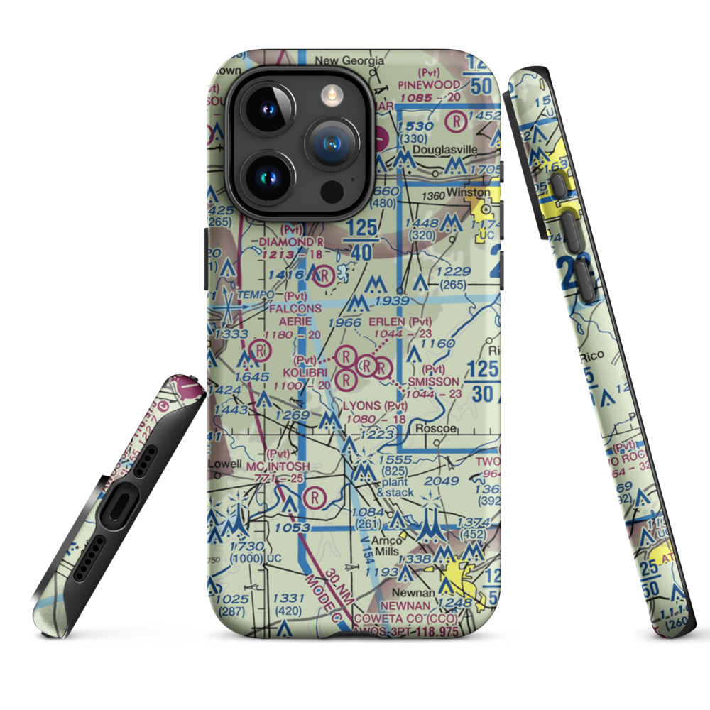 Kolibri Airport (6GA5) VFR Sectional  Tough iPhone Case iPhone 15 Pro Max model shown