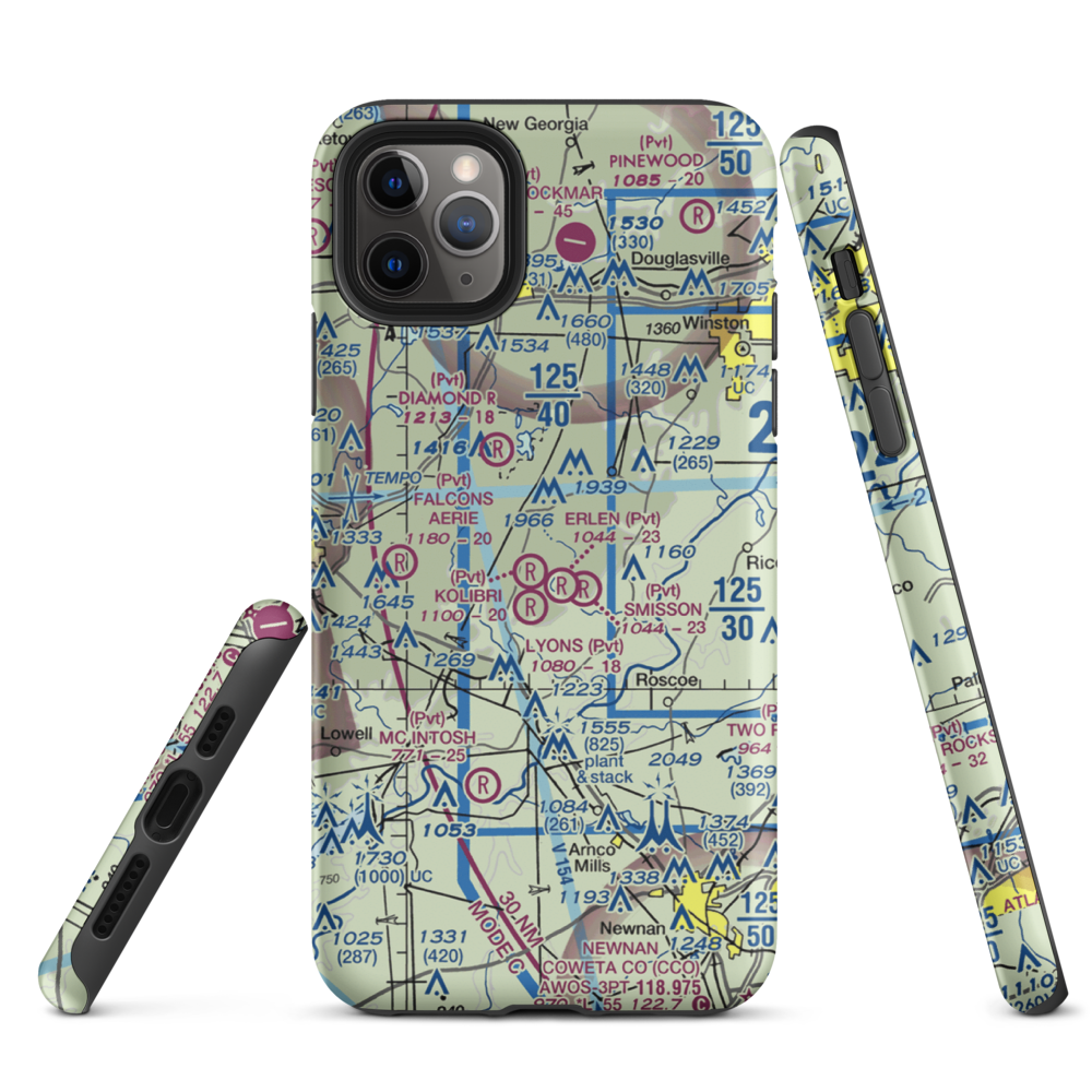 Kolibri Airport (6GA5) VFR Sectional  Tough iPhone Case iPhone 11 Pro Max model shown