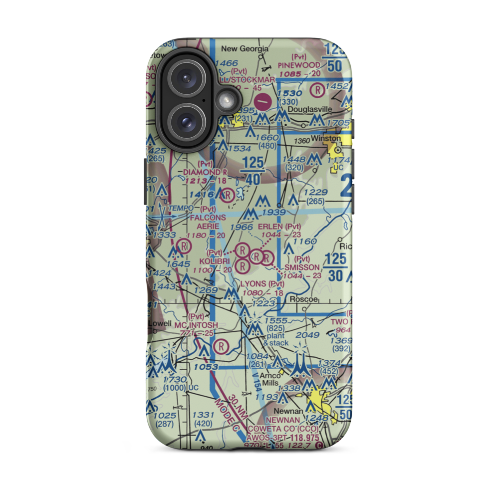 Kolibri Airport (6GA5) VFR Sectional  Tough iPhone Case iPhone 16 Plus model shown