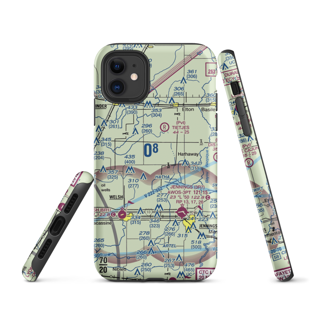 Koll Airport (8LA9) VFR Sectional  Tough iPhone Case iPhone 11 model shown