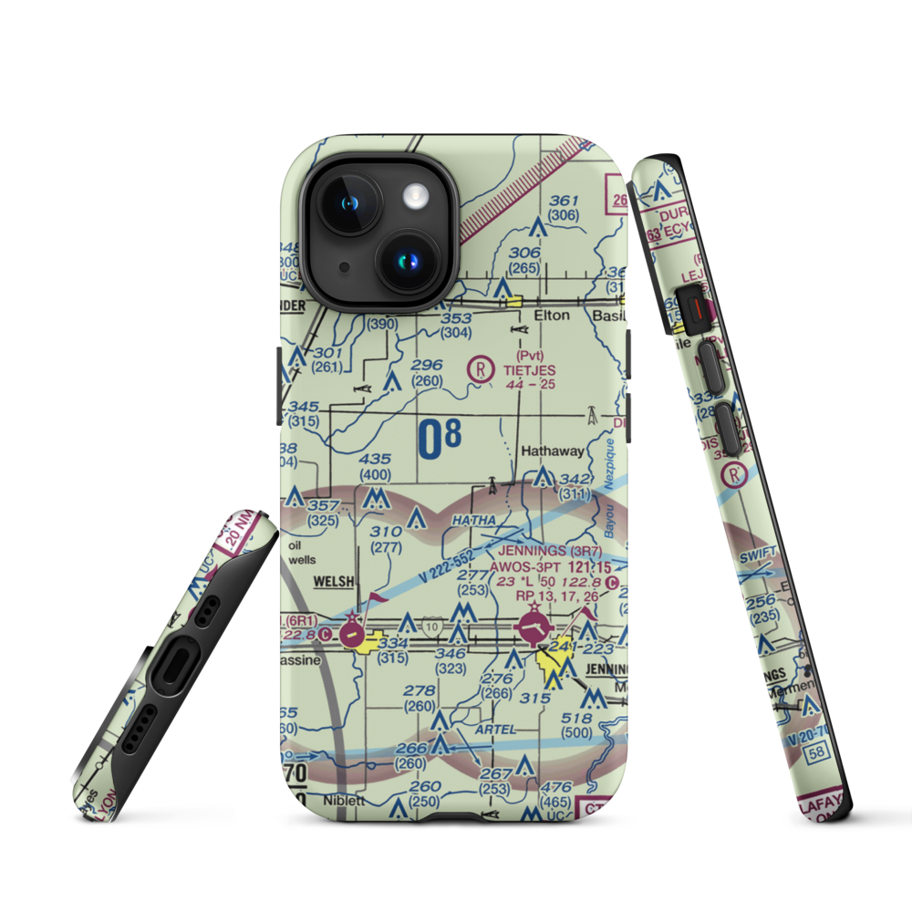 Koll Airport (8LA9) VFR Sectional  Tough iPhone Case iPhone 15 model shown