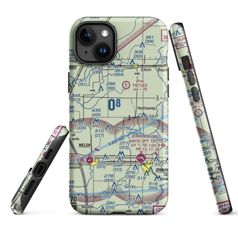 Koll Airport (8LA9) VFR Sectional  Tough iPhone Case iPhone 15 Plus model shown