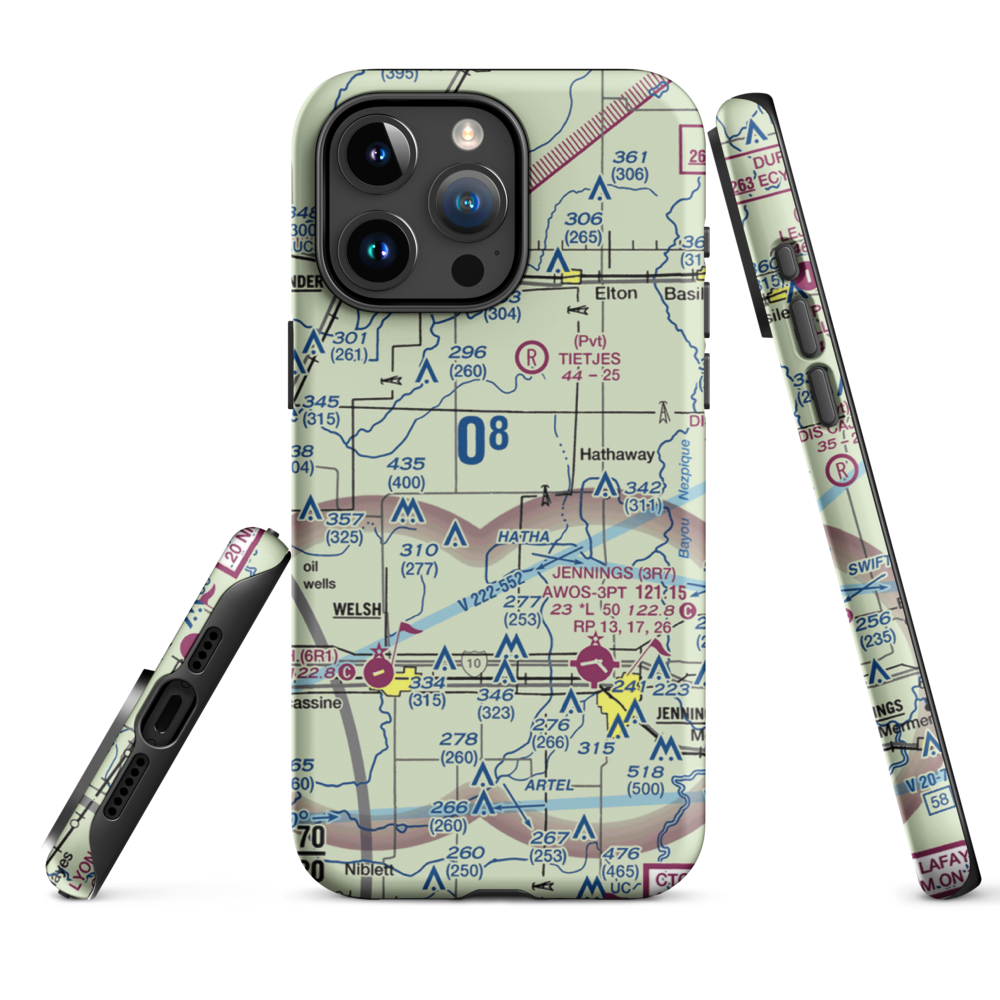 Koll Airport (8LA9) VFR Sectional  Tough iPhone Case iPhone 15 Pro Max model shown