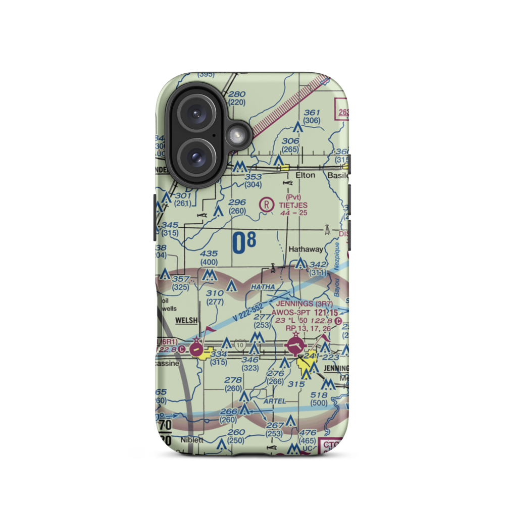 Koll Airport (8LA9) VFR Sectional  Tough iPhone Case iPhone 16 model shown