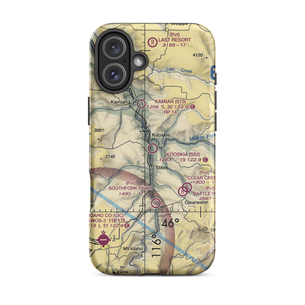 Kooskia Municipal Airport (S82) VFR Sectional  Tough iPhone Case iPhone 16 Plus model shown